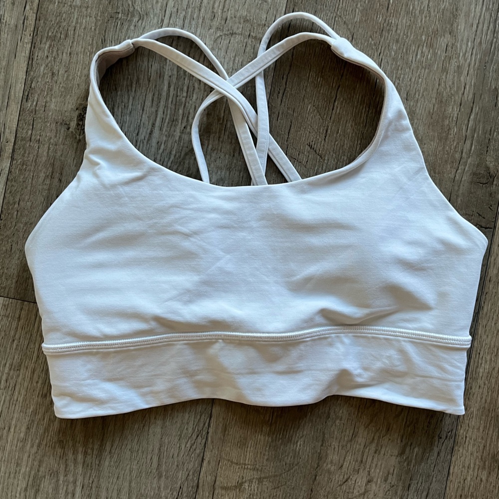 Lululemon Long line energy bra- white, size 8